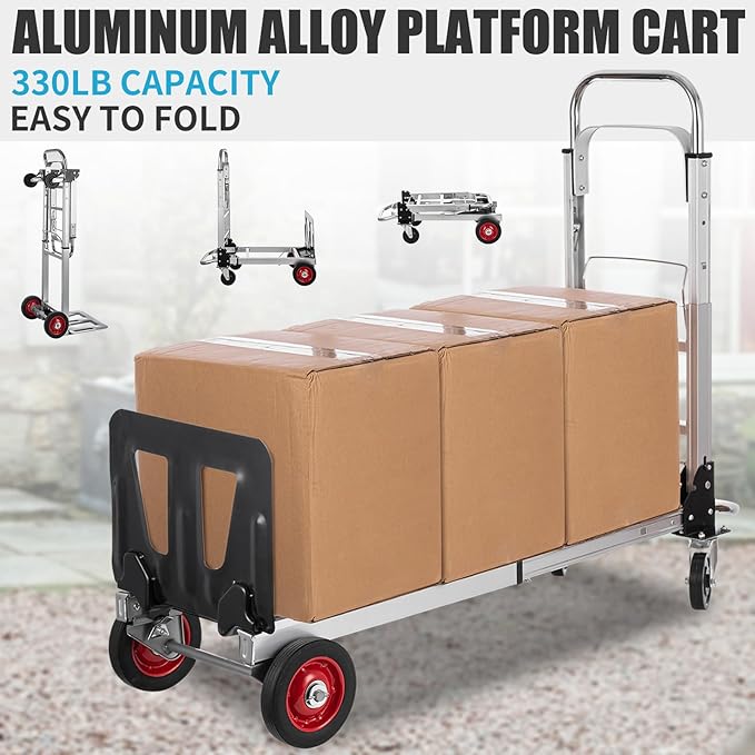 2 in 1 Aluminium Hand Truck Dolly 450lbs Capacity, Heavy Duty Convertible Hand - Image 2