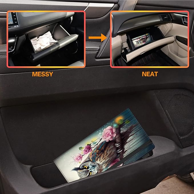 Car Registration and Insurance Holder, Leather Vehicle Glove Box Organizer - Image 6