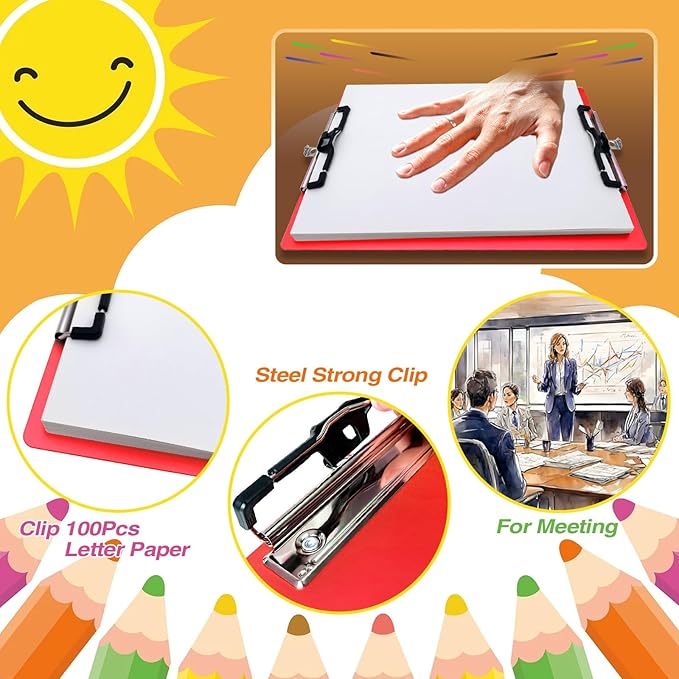 Aluminum Metal Clipboard Stainless Hangable Pen Holder Double Clip Board Size - Image 2