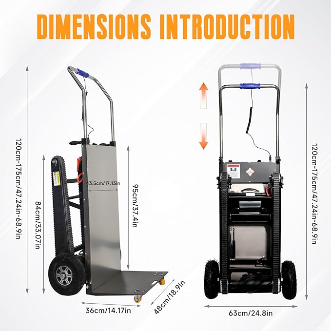 Electric Stair Climbing Dolly, 661lb 600W Powered Electric Stair Climbing Hand - Image 5