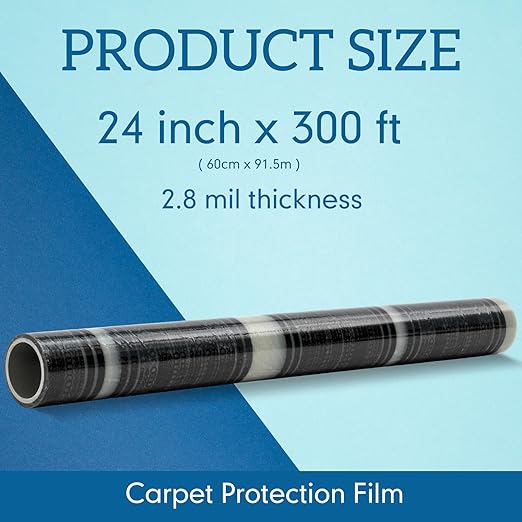 Carpet Protection Film 24" x 300' Roll Self Adhesive Clear Plastic Carpet - Image 2