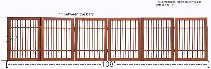 Pet Dog Gate Strong and Durable Freestanding Folding Acacia Hardwood Portable - Image 3