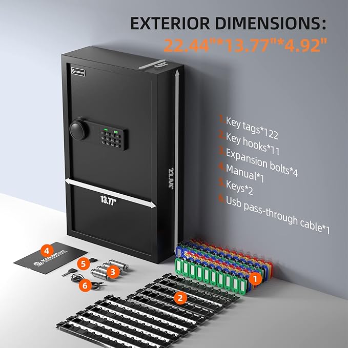 XDeer 122-Keys Key Lock Box Wall Mount - Image 6