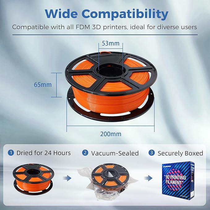 FLASHFORGE ABS Pro Filament 1.75mm Orange, 3D Printer Filament 1kg - Image 6
