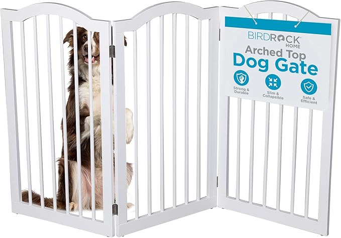 INTERNET'S BEST Arched Top Dog Gate | 3 Panel, and Porch | Portable, Extra Wide by BIRDROCKHOME