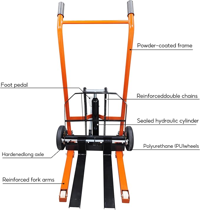 TECHTONGDA Manual Winch Stacker Pallet Truck Dolly Hydraulic Lifting Hand Truck - Image 2