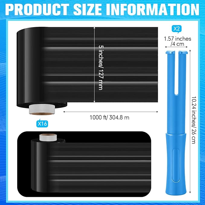Jutom 16 Pcs Stretch Wrap Roll Plastic Wrap - Image 2
