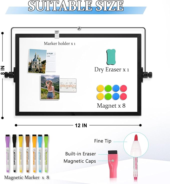 Dry Erase Magnetic White Board, Portable Small Whiteboard Set - Image 3
