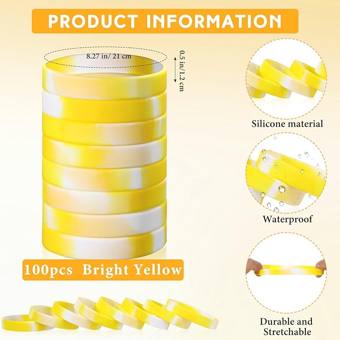 Liliful 100 Pcs Silicone Rubber Wristbands Rubber Wristband Bracelet Bands - Image 2