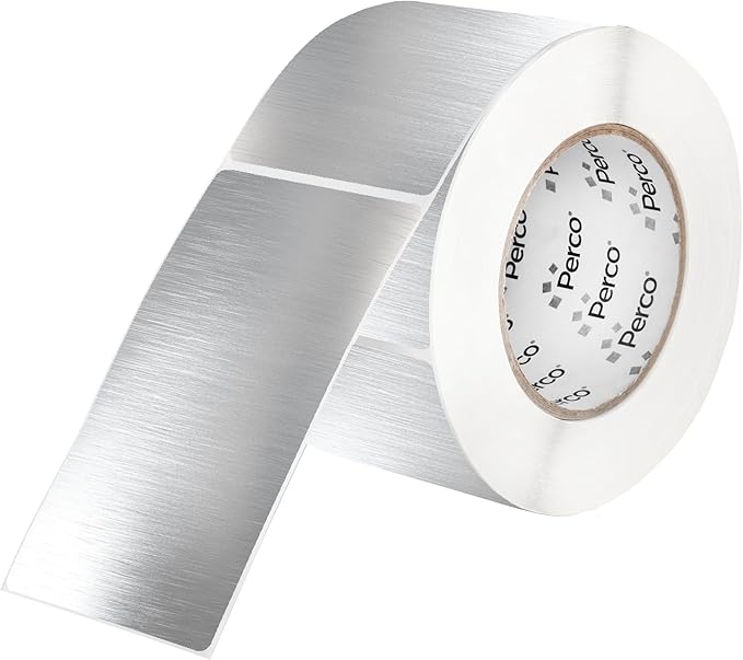 Perco Metallic Silver 3x5 Inch Perforated Sticker Labels — 500 Stickers Per by Perco