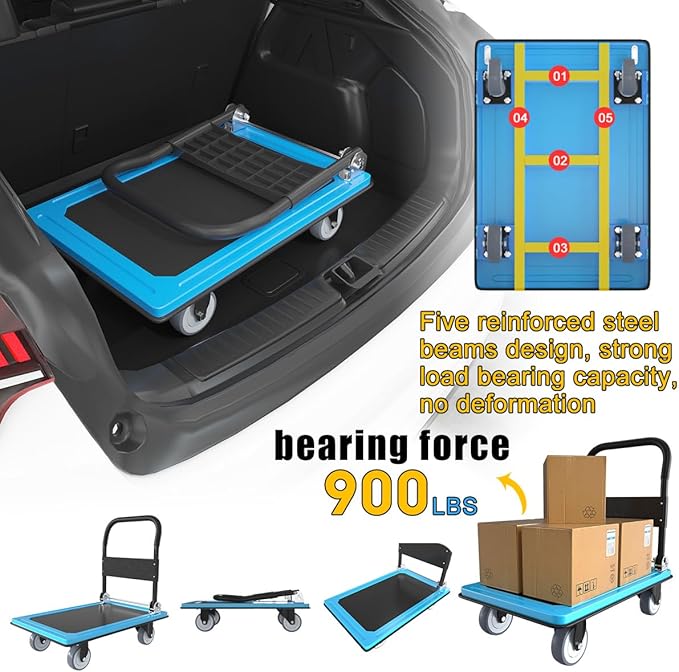 WUD Push Cart, Folding Mobile Platform Trolley, Thickened and Reinforced - Image 4
