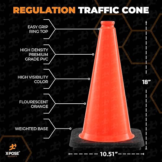 Xpose Safety 18 Inch Orange Traffic Cones - Image 2