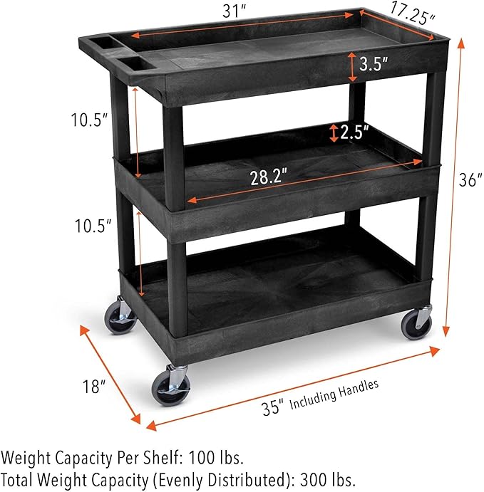 Tubstr 3-Tier Rolling Utility Cart - Image 6