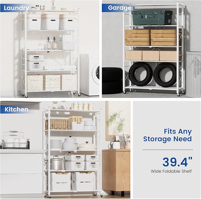 ALANNG 40" W Foldable 5-Tier Storage Shelves - Image 8