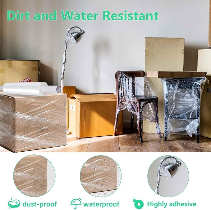 2 Rolls Stretch Film Wrap with Handles 15"x 1200ft, Heavy Duty Clear Plastic - Image 7