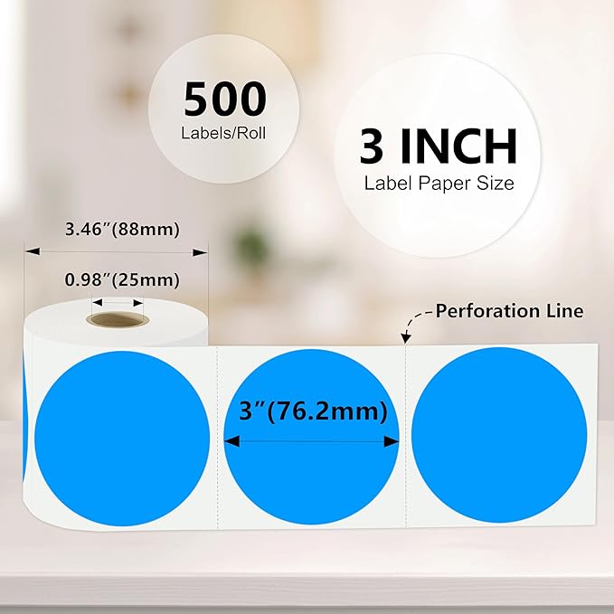 3 X 3 Inch Color Coding Dot Labels Circle Thermal Printable Waterproof 500 Pcs - Image 3