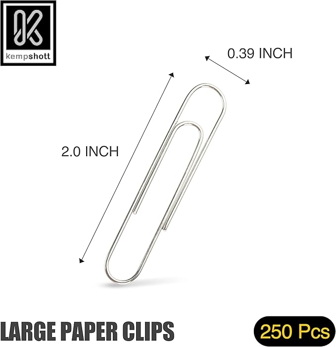 250 Large Paper Clips Smooth, Jumbo Paper Clips - Image 2