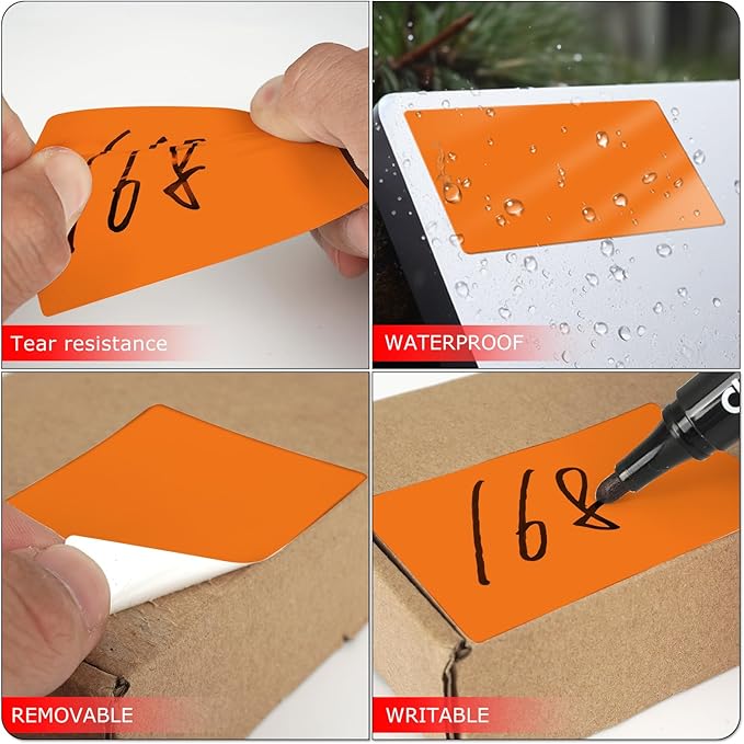 Orange Rectangle Stickers 3 x 2 Inch Color Coding Labels Vinyl Roll - Image 3