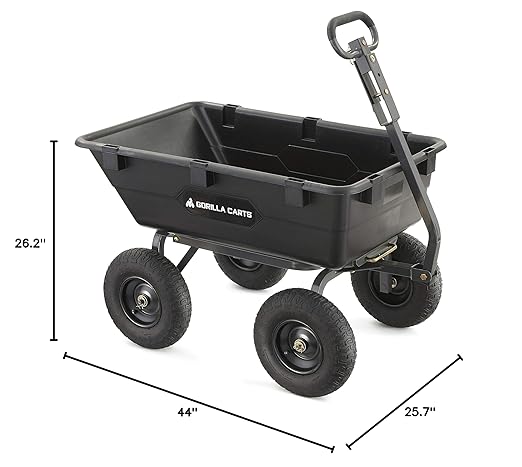 Gorilla Carts Heavy-Duty Poly Yard Dump Cart, 6 Cu Ft Tub, 1200 lb Haul Capacity - Image 9