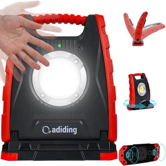 Adiding 4400mAh Rechargeable LED Work Light, Portable Flood Light Underhood by Adiding