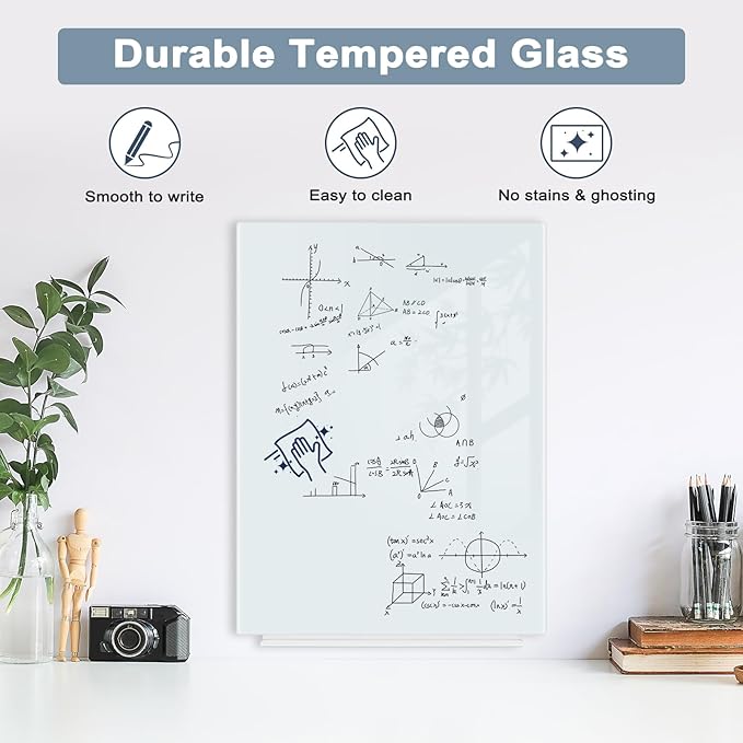 Magnetic Glass Whiteboard for Wall, Large Frameless White Board for Home and - Image 2