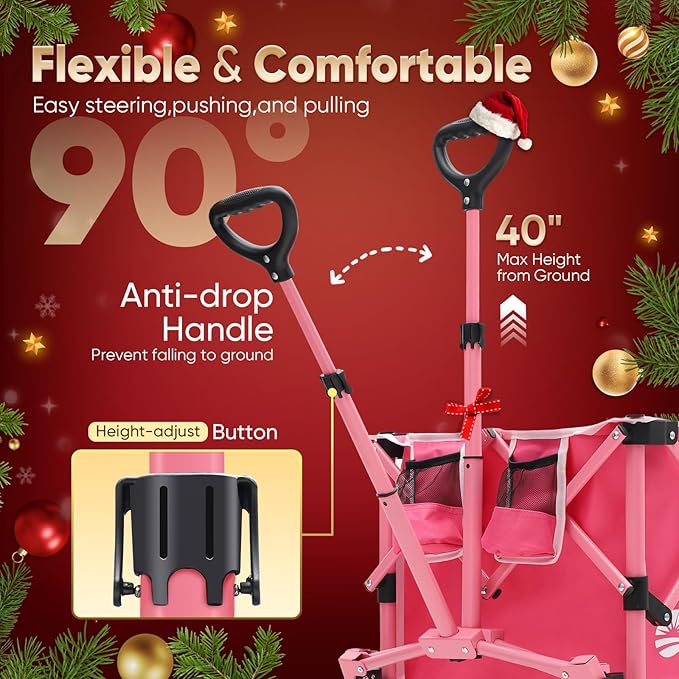 Sekey Pink Collapsible Foldable Wagon - Image 7
