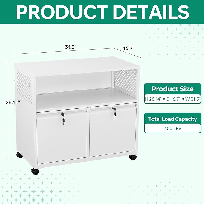 Letaya Mobile 2 Drawer File Cabinet - Image 3