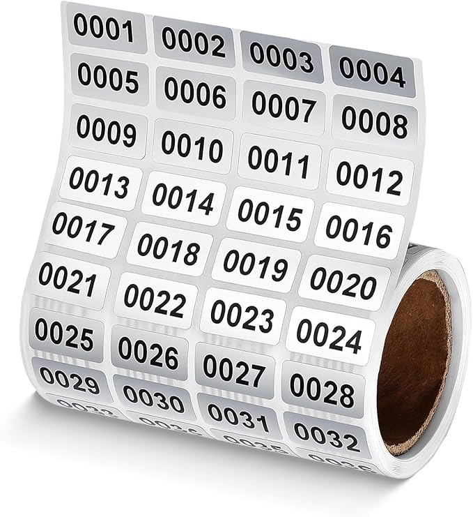 1-2000 Inventory Stickers, Waterproof Self-Adhesive Vinyl Number Stickers by Unknown