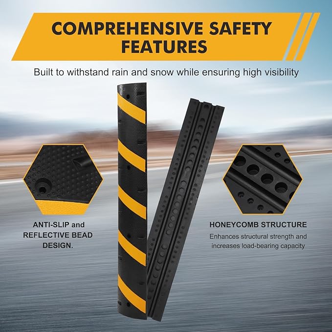6FT Heavy Duty Recycled Rubber Speed Bump, 2 Pack 25, 000 Lbs Capacity Modular - Image 5