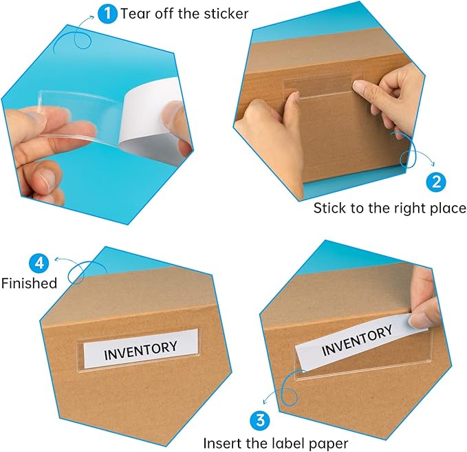 100 PCS 4 x 1 Inch Label Holders Adhesive Label Pockets, Self Adhesive Label - Image 3