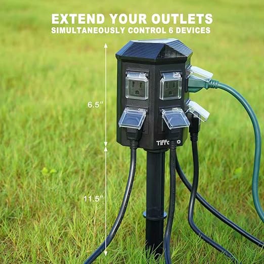 TiFFCOFiO Outdoor Power Strip Waterproof, 24 Hour Mechanical Timer, 6 ft - Image 5