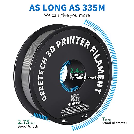 Geeetech Silver Filament, PLA Filament 1.75mm 1kg Spool, Dimensional Accuracy - Image 5