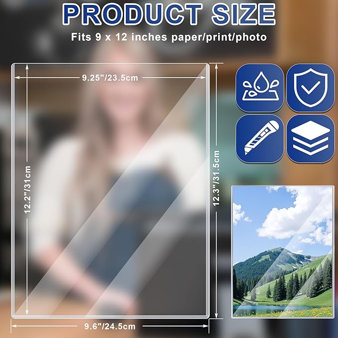 AKONEGE 10PCS 9" x 12" Rigid Print Protectors Clear Plastic Sheet Protectors - Image 2
