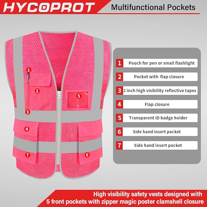 HYCOPROT High Visibility Mesh Safety Reflective Vest - Image 2