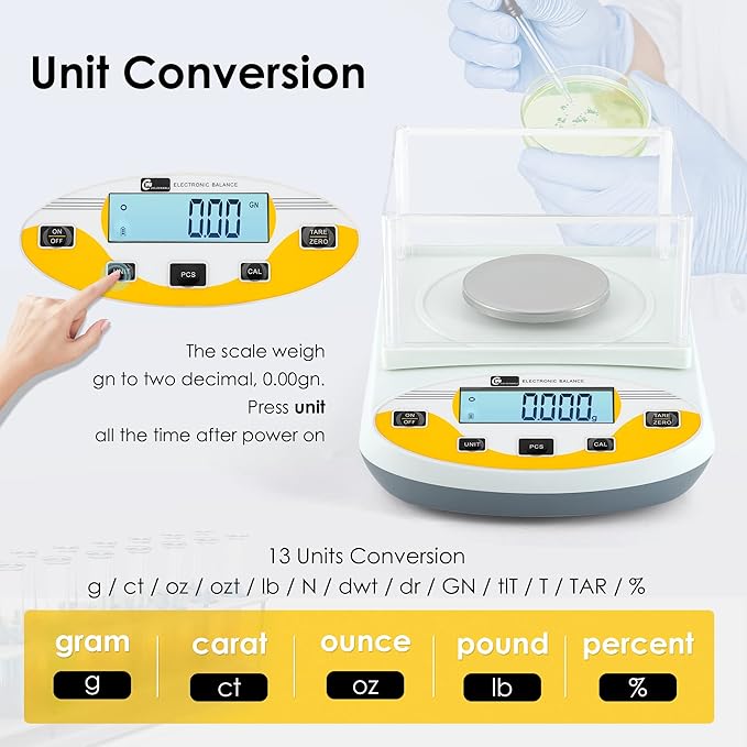 CGOLDENWALL Lab Scale 0.001g Laboratory Analytical Balance Digital Jewelry - Image 3