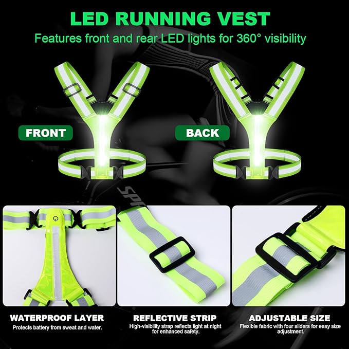 Reflective Running Gear with Led Armband Rechargeable, 5 Colors Lights Up - Image 6