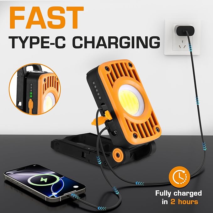EverBrite COB Rechargeable Folding Work Light, 7 Lighting Modes, 1200 Lumens LED - Image 5