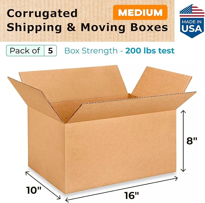 Medium Moving & Shipping Boxes 16 x 10 x 8 inches - Image 2