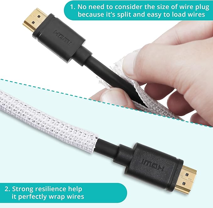 20ft - 1/4 inch White Cable Sleeve, Cable Organizer - Image 4