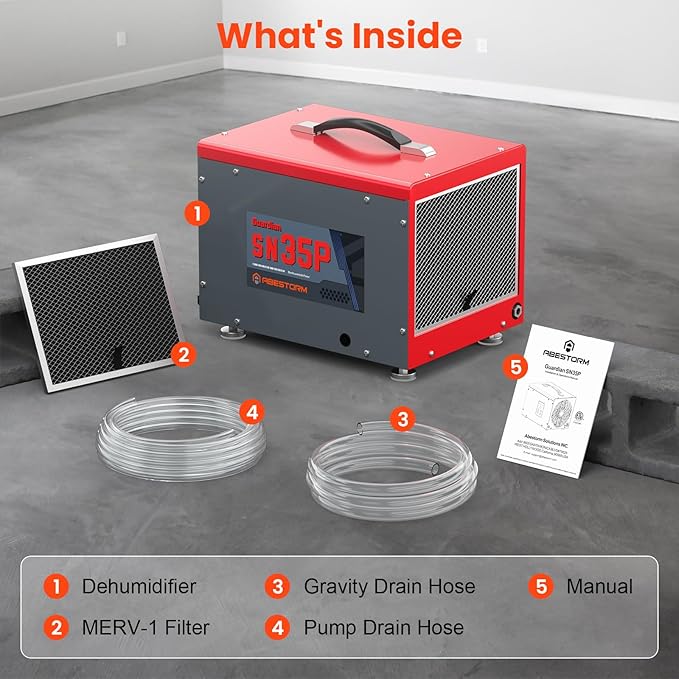 Abestorm 70 Pints Crawl Space Dehumidifiers, Compact Portable Commercial - Image 9