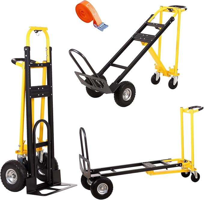 Convertible Hand Truck Dolly Cart, 3-in-1 Industrial Aluminum Hand Truck by SHUNWATER