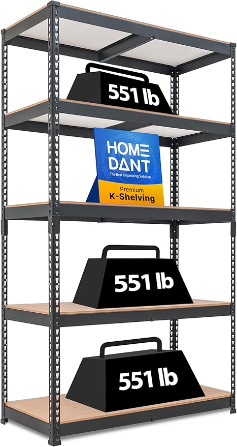 HOMEDANT 39.8" W 5 Tier Heavy Duty Garage Shelving Adjustable Metal Rack by TheBestOrganizingSolution