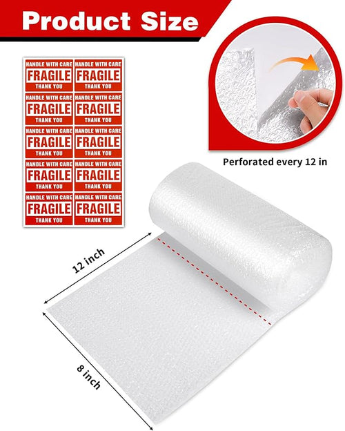 2-Pack Bubble Cushioning Wrap Rolls, 3/16" x 8" x 72' ft Total, Perforated 12" - Image 2
