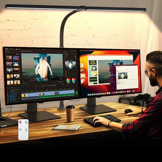 Double Head LED Desk Lamp with Remote Control by MACASA
