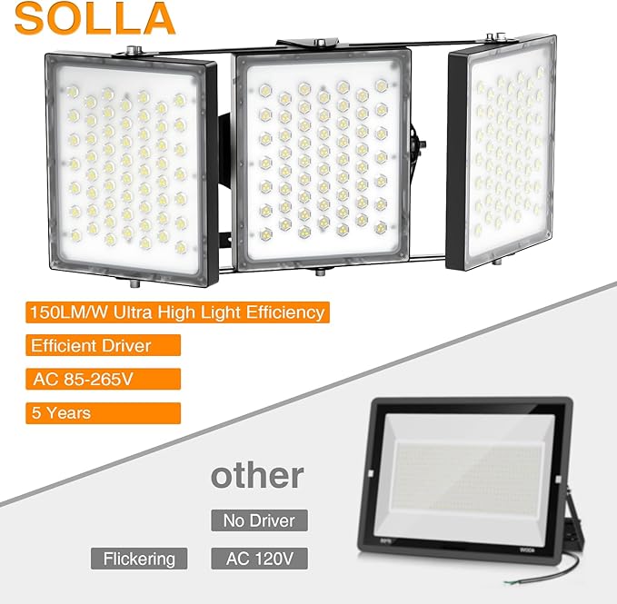 2025 Elite New Upgraded LED Flood Light Outdoor 300W 2 Pack 45000lm Stadium - Image 9
