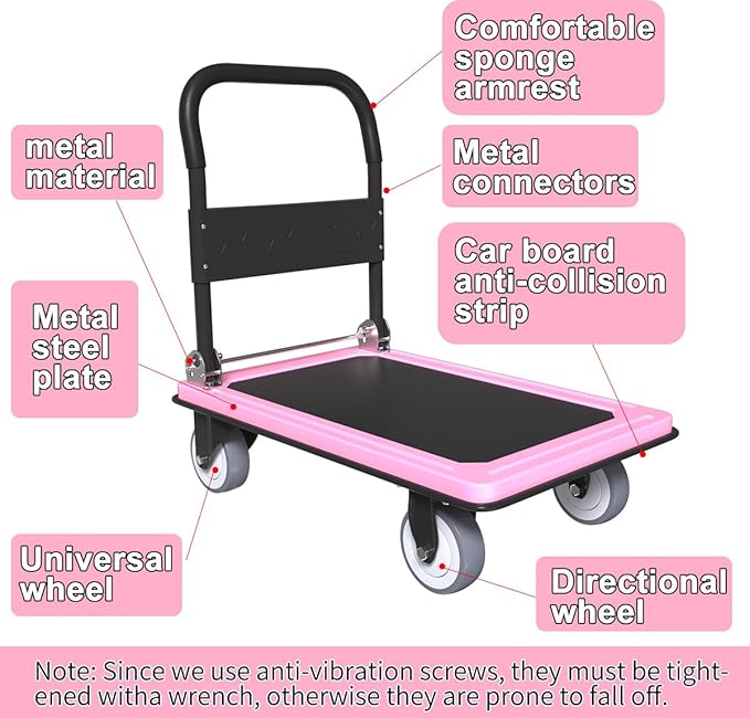 WUD Push Cart, Folding Mobile Platform Trolley, Thickened and Reinforced - Image 5