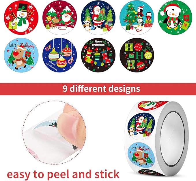 SHYGO® 1“ Christmas Envelope Seal Stickers Embossed Foil, Merry Christmas - Image 3