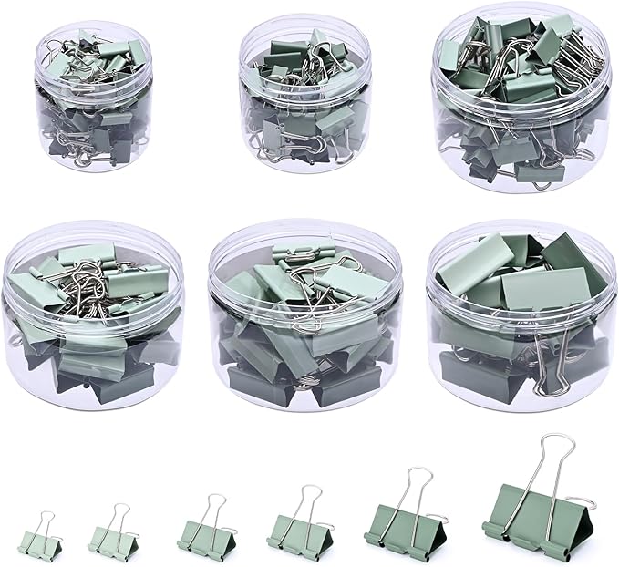 Temiary 208 Pcs Metal Binder Clips, Micro Binder Paperwork Clip, Morandi by Temiary