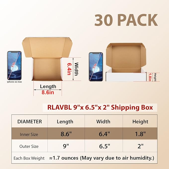 RLAVBL 9x6.5x2 Inches Shipping Boxes Set of 30, Mailer Boxes - Image 2