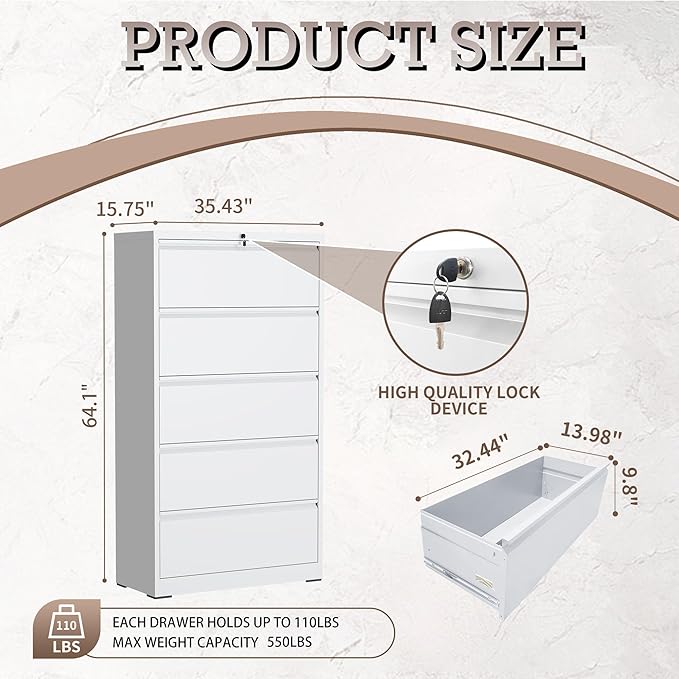 5 Drawer Lateral File Cabinet - Image 3
